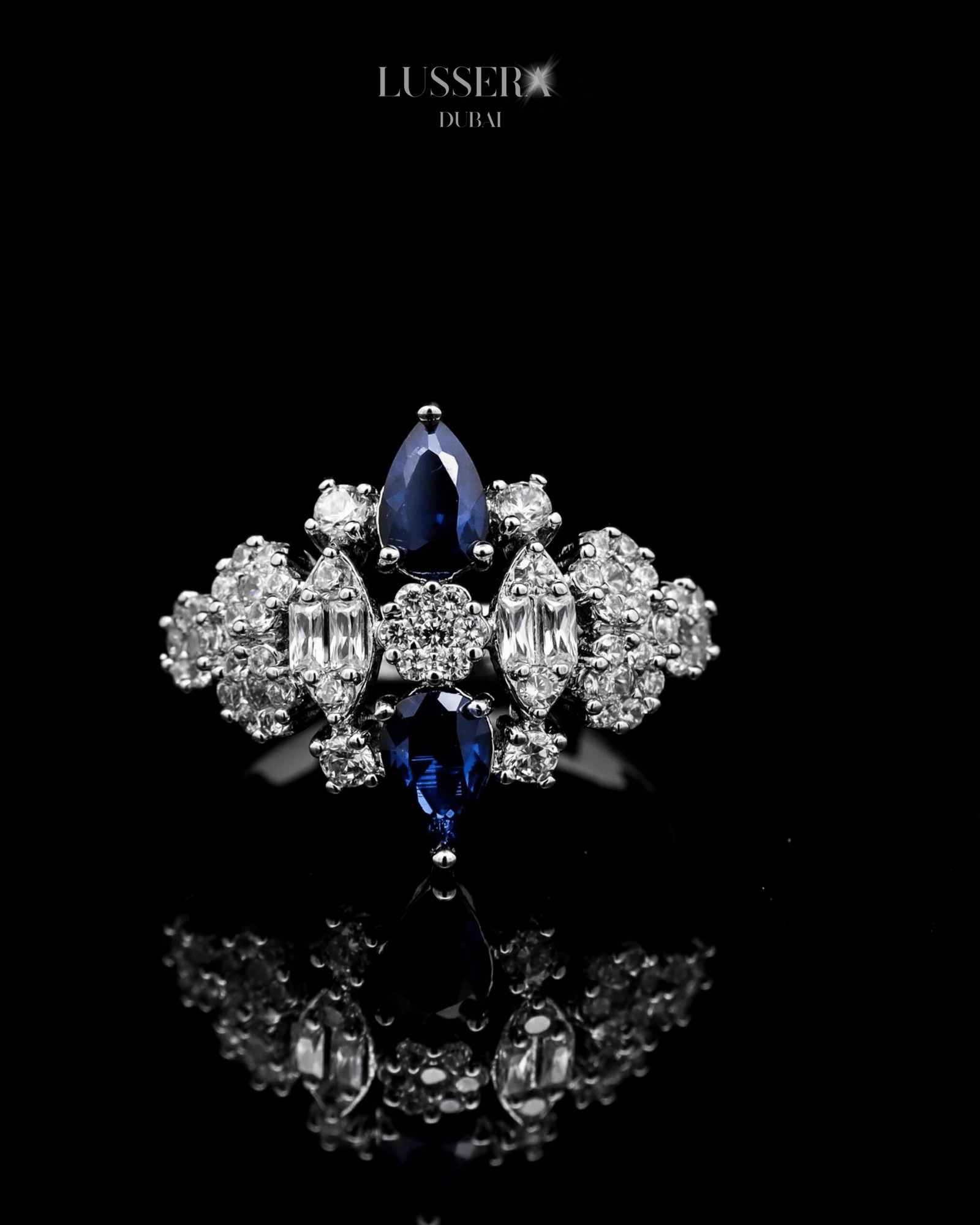 Parure “Saphira” – Zircon façon diamant & pierres bleues – Image 2