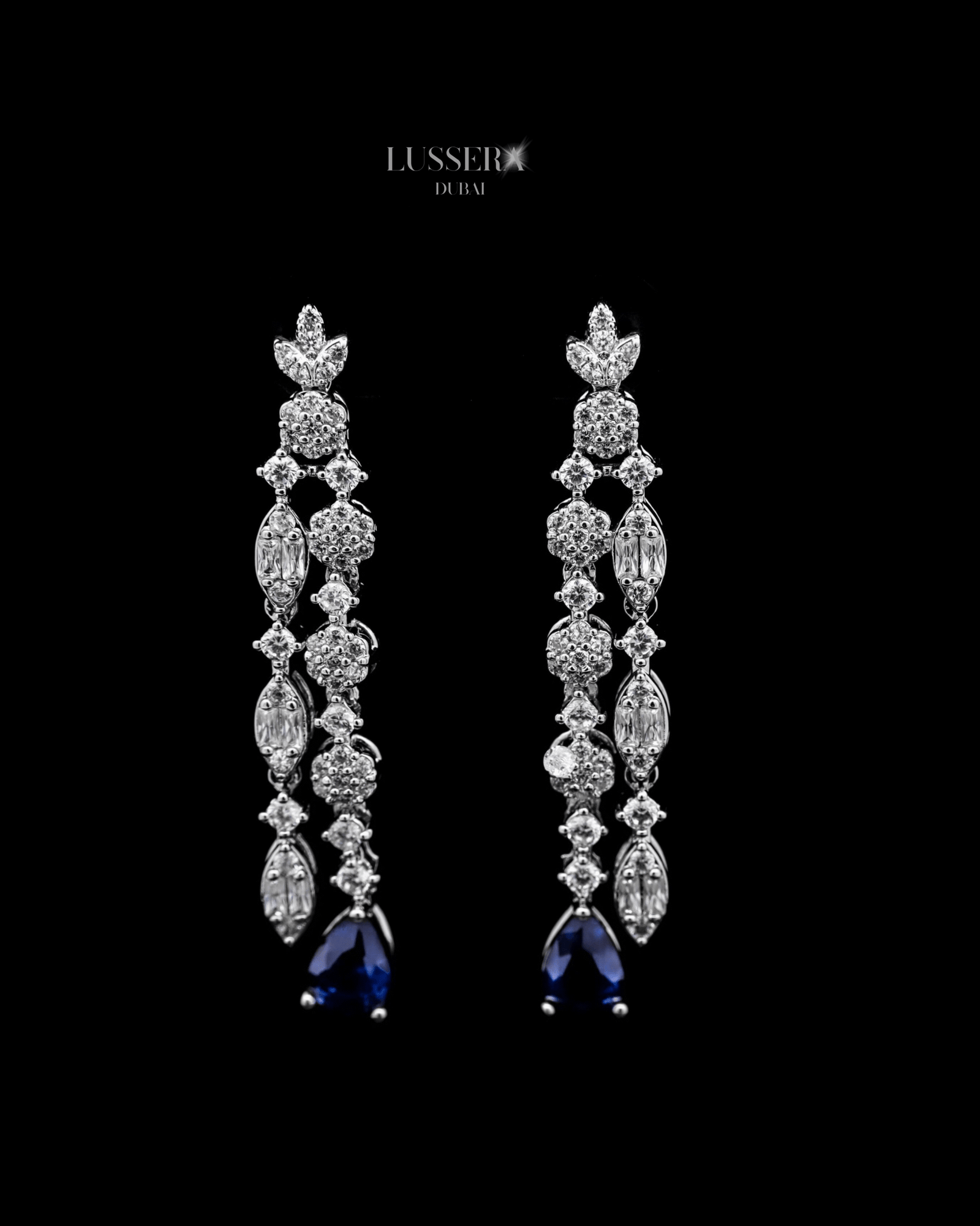 Parure “Saphira” – Zircon façon diamant & pierres bleues – Image 5