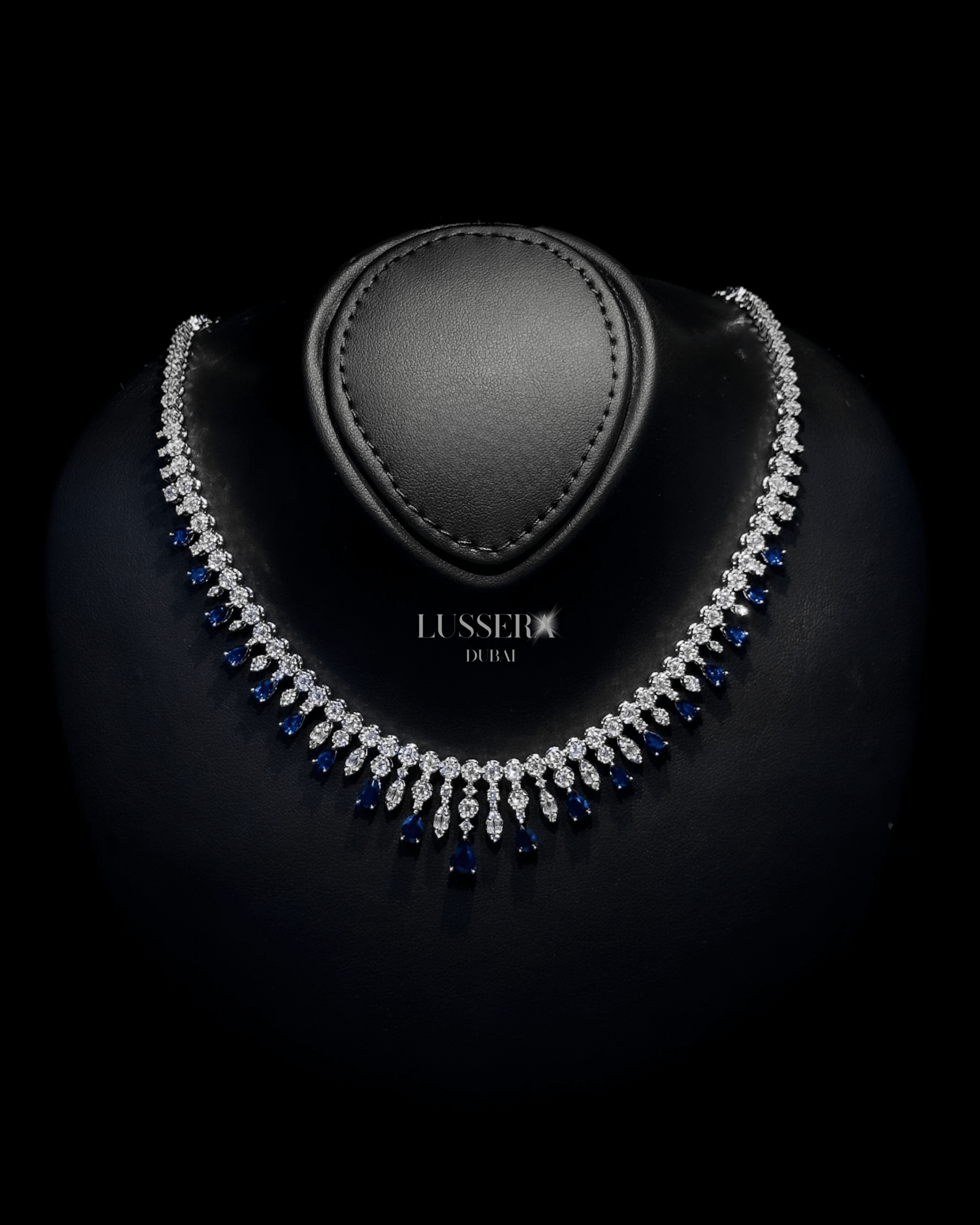Parure “Saphira” – Zircon façon diamant & pierres bleues – Image 6